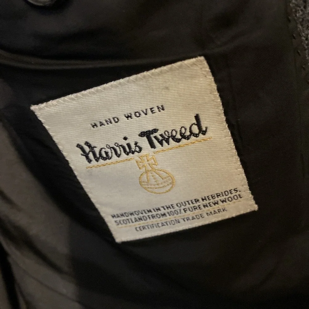 Hugo Boss Harris Tweed Pin Strip Jacket 100% Virgin Wool 42L Mens Vintage‎